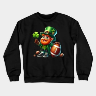 Football Leprechaun Shamrock Irish St Patricks Day Crewneck Sweatshirt